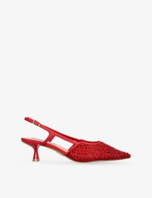 STEVE MADDEN: Legaci Rhinestone-Embellished Heeled Woven Slingbacks