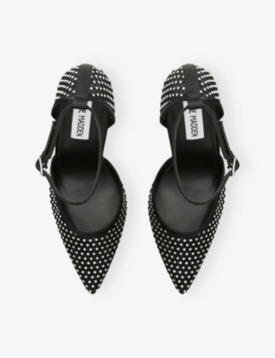 Steve Madden Womens Black Sparx M Charm-embellished Heeled Woven Courts Eur 38/5 Uk In Black