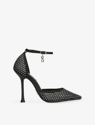 Steve Madden Womens Black Sparx M Charm-embellished Heeled Woven Courts Eur 38/5 Uk In Black