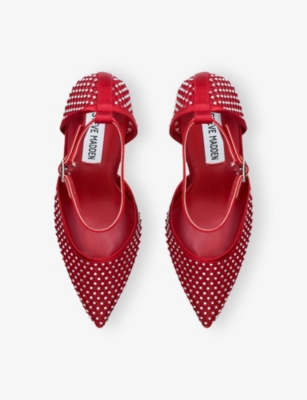 Steve Madden Womens Red Sparx M Charm-embellished Heeled Woven Courts Eur 39 / 6 Uk In Red
