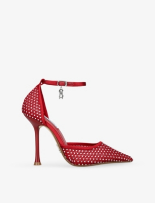 Steve Madden Womens Red Sparx M Charm-embellished Heeled Woven Courts Eur 39 / 6 Uk In Red