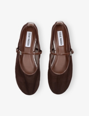 Steve Madden Womens Dark Brown Mash Mesh Mary Jane Flats Eur 37 / 4 Uk In Brown