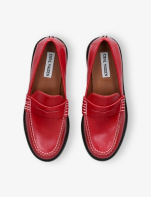 Steve Madden Womens Wine Madison Leather Shoes Eur 39 / 6 Uk In Red