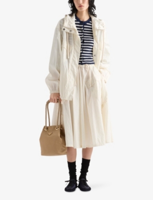 PRADA: Striped Boucle Knitted Cardigan