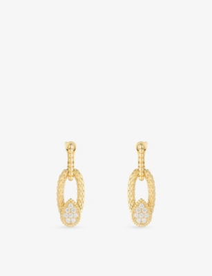 BOUCHERON: Serpent Bohème 18ct Yellow-Gold and 0.64ct Brilliant-Cut Diamond Drop Earrings