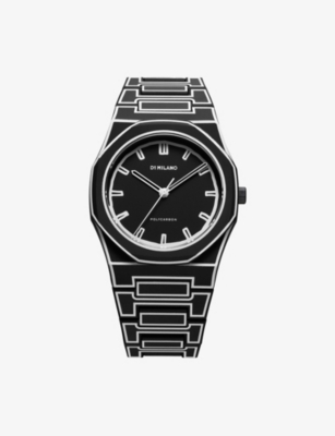 D1 MILANO: D1-PCBJ33 Polycarbon Black Sketch Polycarbonate Quartz Watch
