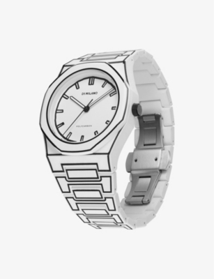 D1 Milano Polycarbon White Sketch Polycarbonate Quartz Watch