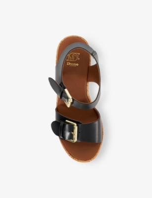 DUNE: Kamia Leather Wedge Sandals