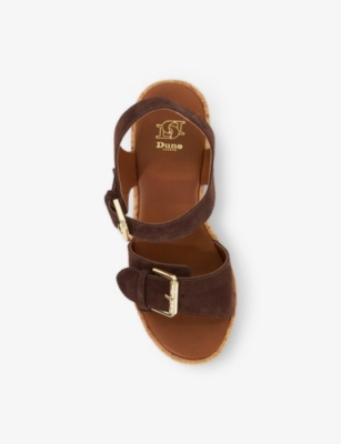 Dune Womens  Kamia Suede Wedge Sandals In Brown Suede