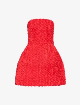 NADINE MERABI: Embellished Corseted Woven Mini Dress