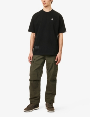 Aape Mens  1 Point Rubberised-logo Cotton T-shirt In Black