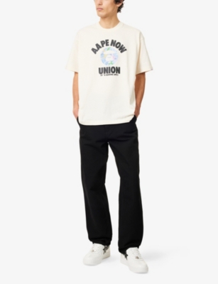 Aape Mens Now Union Graphic-print Cotton T-shirt Ivory Xl In Ivory