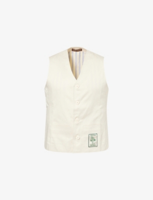 CHATEAU ORLANDO: Twill Two-Welt-Pockets Cotton Waistcoat