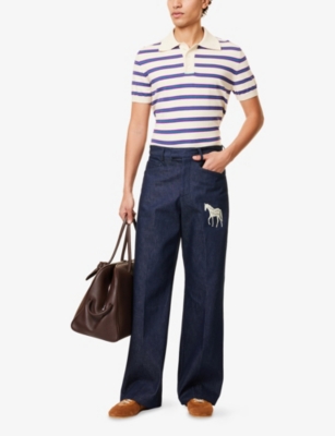 CHATEAU ORLANDO: Horse Wide-Leg Denim Trousers