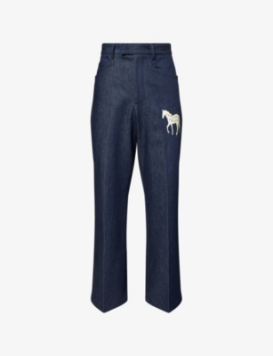 CHATEAU ORLANDO: Horse Wide-Leg Denim Trousers