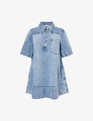 FREE PEOPLE: Remino Flared Denim Mini Dress