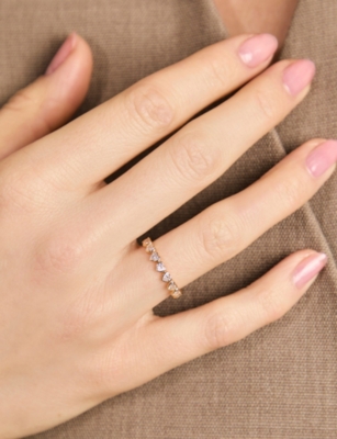 Astrid & Miyu Womens Bezel Heart Bezel 18k Gold-plated Sterling-silver Eternity Band Ring In Gold