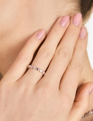 Astrid & Miyu Womens  Bezel Heart Eternity Rhodium-plated Sterling-silver And Cubic Zirconia Ring