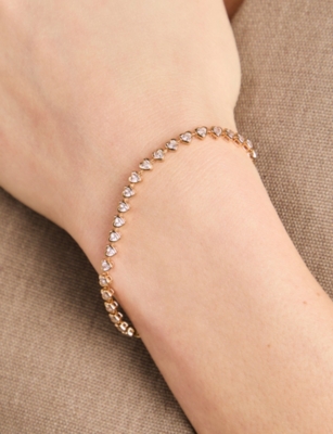 Astrid & Miyu Womens Heart Bezel Tennis 18ct Yellow Gold-plated Brass And Cubic Zirconia Bracelet In Gold