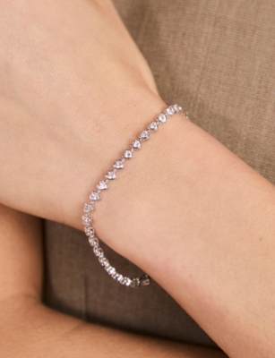 Astrid & Miyu Rhodium-plated Heart Tennis Bracelet