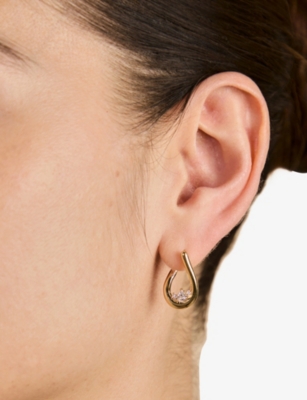 ASTRID & MIYU: Heart Cluster Molten 18ct Yellow Gold-Plated Sterling-Silver Hoop Earrings