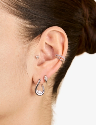 Astrid & Miyu Womens Hidden Heart Molten Rhodium-plated Sterling-silver And Cubic-zirconia Hoop Earrings