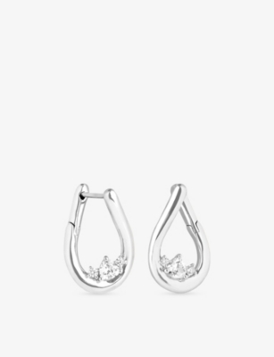 ASTRID & MIYU: Hidden Heart Molten Rhodium-Plated Sterling-Silver and Cubic-Zirconia Hoop Earrings