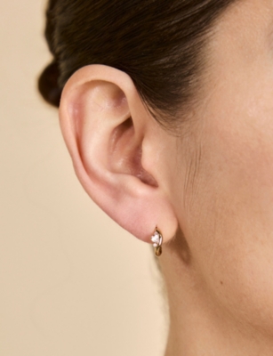 ASTRID & MIYU: Heart Cluster Wave 18ct Yellow Gold-Plated Sterling-Silver and Cubic Zirconia Huggies