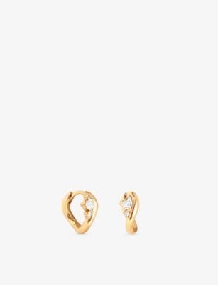 ASTRID & MIYU: Heart Cluster Wave 18ct Yellow Gold-Plated Sterling-Silver and Cubic Zirconia Huggies