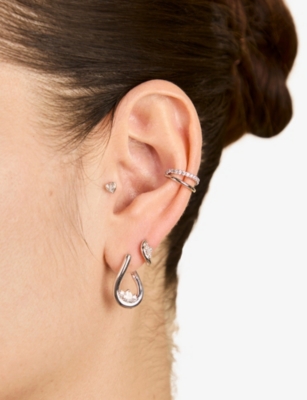 ASTRID & MIYU: Hidden Heart Molten Sterling-Silver And Cubic-Zirconia Hoop Earrings