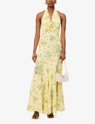 RODARTE: Halterneck Floral Silk Maxi Dress