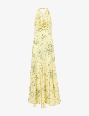 RODARTE: Halterneck Floral Silk Maxi Dress