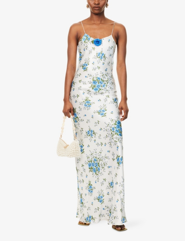 Daisy Shoulder-Straps Silk Maxi Dress