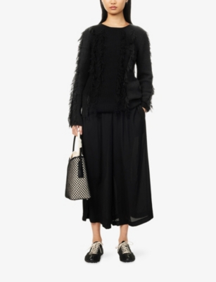COMME COMME DES GARCONS: Fringed Long-Sleeve Stretch-Knit Jumper