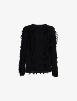 COMME COMME DES GARCONS: Fringed Long-Sleeve Stretch-Knit Jumper