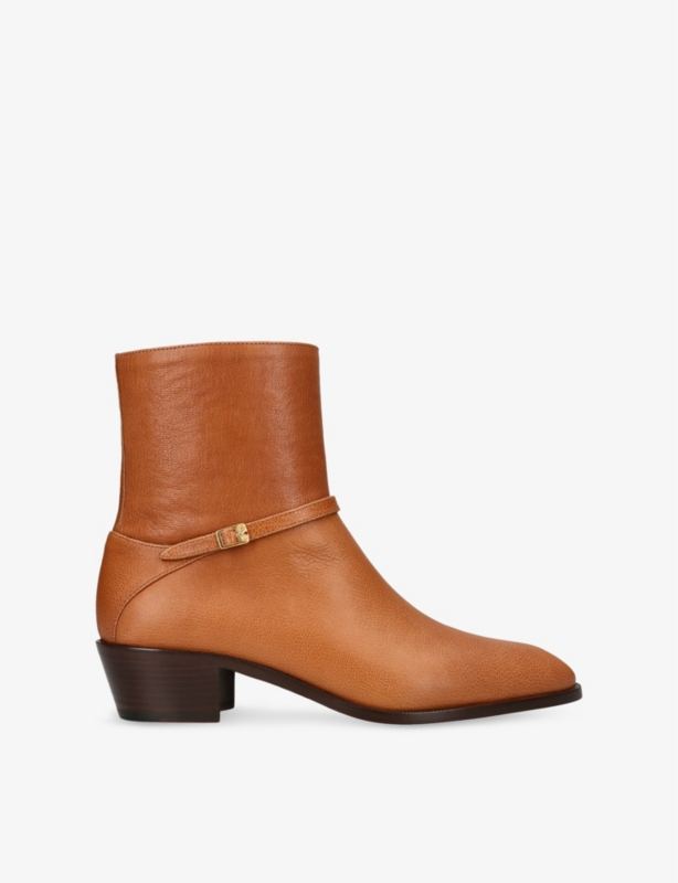 Capretto Logo-Embellished Leather Ankle Boots