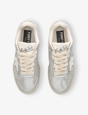 GOLDEN GOOSE: Forty2 Crystal-Embellished Leather Low-Top Trainers