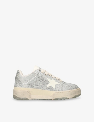 GOLDEN GOOSE: Forty2 Crystal-Embellished Leather Low-Top Trainers