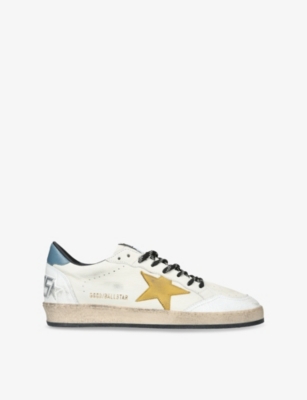 Mens Golden Goose Ball Star Branded Leather Low-Top Trainers