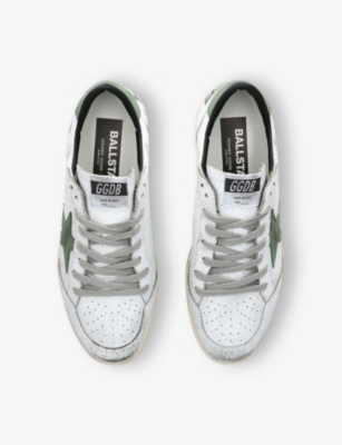 Golden Goose White Leather Sneakers In Green Oth