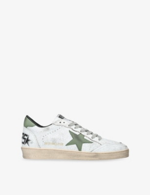 Golden Goose White Leather Sneakers In Green Oth