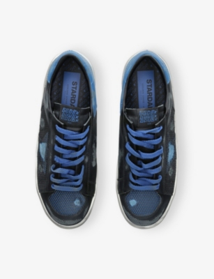 GOLDEN GOOSE: Stardan Distressed Leather and Mesh Low-Top Trainers