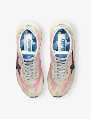 GOLDEN GOOSE WOMENS PINK COMB RUNNING MARATHON SUEDE AND FABRIC LOW-TOP TRAINERS EUR 37 / 4 UK 