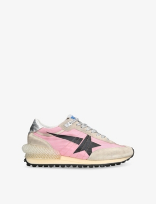 GOLDEN GOOSE WOMENS PINK COMB RUNNING MARATHON SUEDE AND FABRIC LOW-TOP TRAINERS EUR 37 / 4 UK 