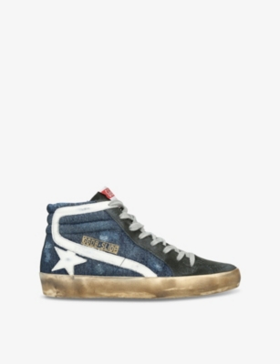 GOLDEN GOOSE: Slide 50696 Denim High-Top Trainers
