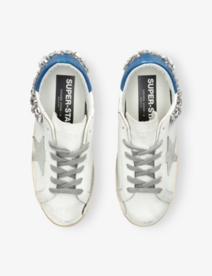 GOLDEN GOOSE: Super Star Crystal-Embellished Leather Low-Top Trainers