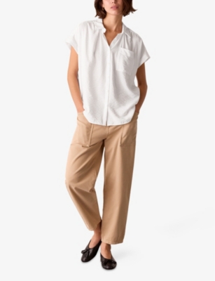 Whistles Womens White Nicola Button-through Short-sleeve Woven Shirt In White