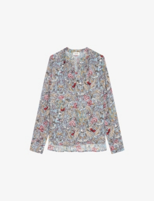 ZADIG&VOLTAIRE: Floral-Print V-Neck Woven Blouse