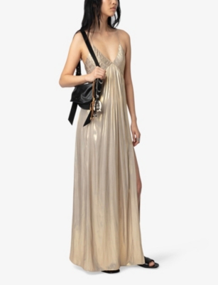 ZADIG&VOLTAIRE: Pleated Sleeveless Satin Maxi Dress