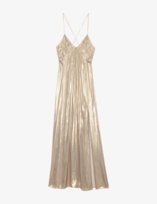ZADIG&VOLTAIRE: Pleated Sleeveless Satin Maxi Dress